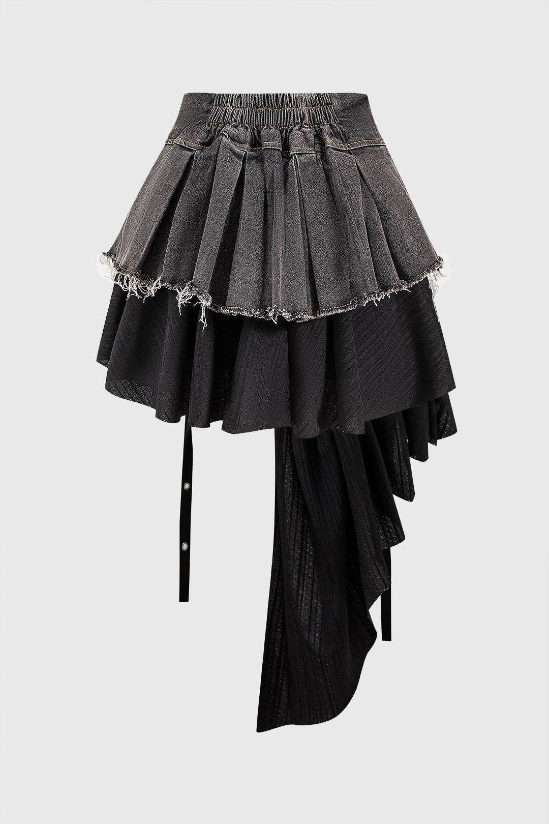 Denim High Waist Patchwork Skirt - REBECATHELABEL