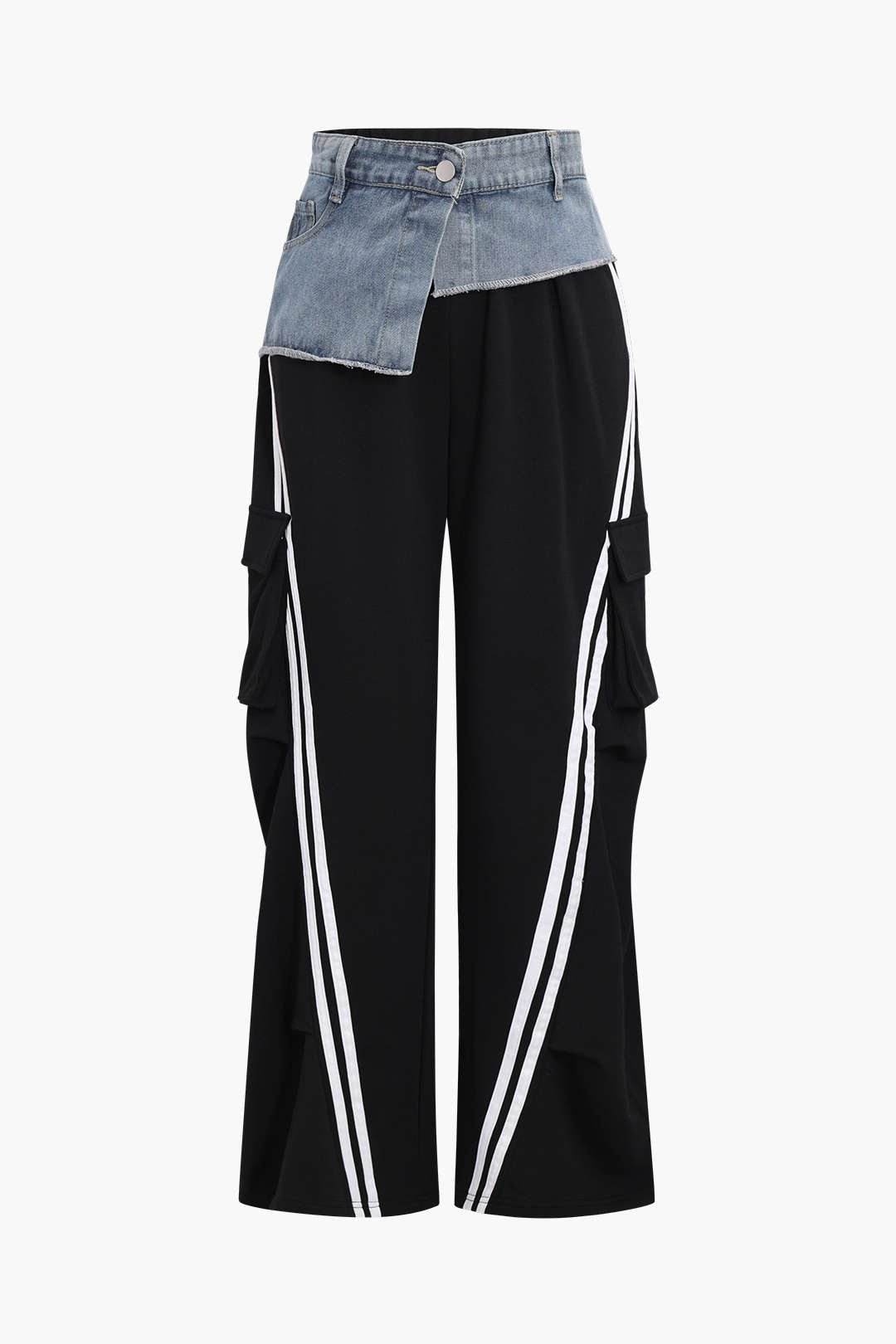 Denim Patchwork Pocket Trousers - REBECATHELABEL