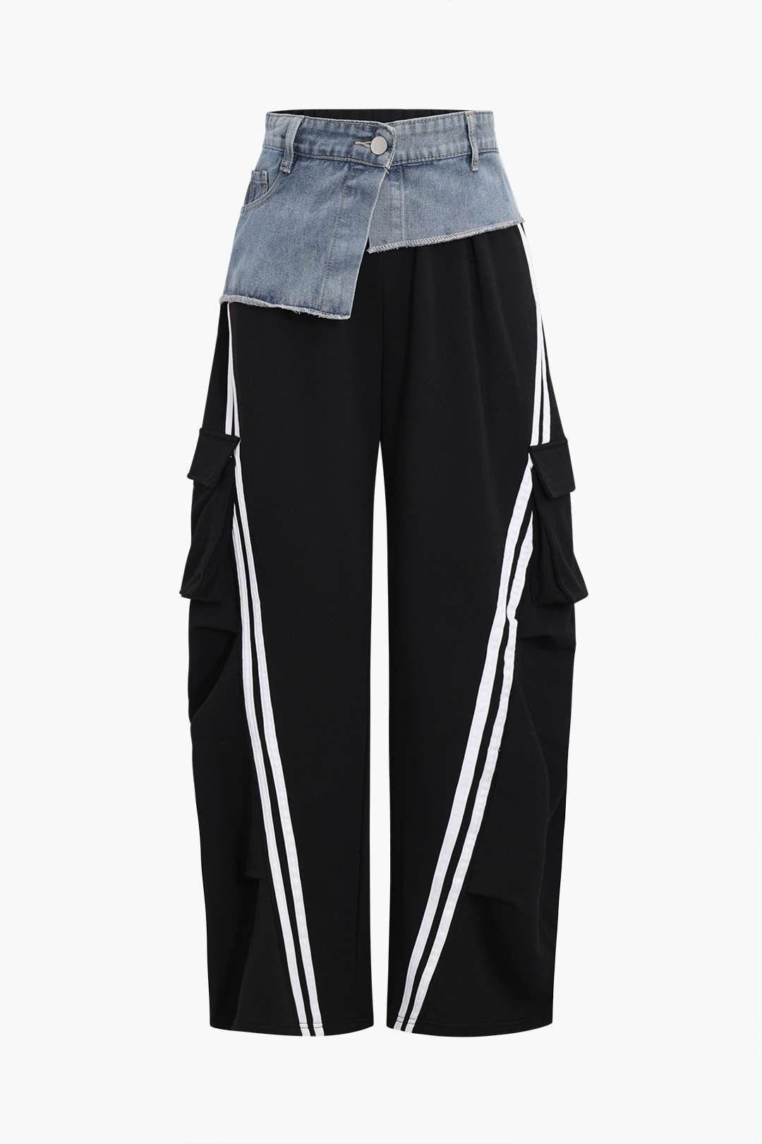 Denim Patchwork Pocket Trousers - REBECATHELABEL