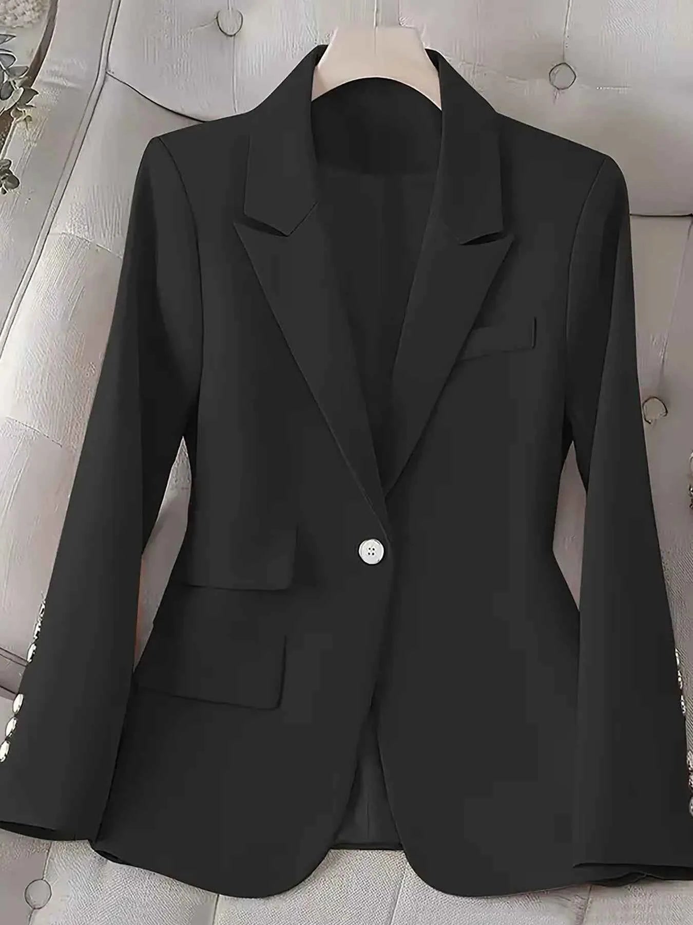 Single-Button Long Sleeve Blazer