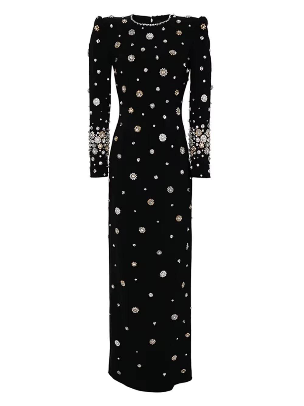 Diamond Bead Slim Formal Maxi Dress - REBECATHELABEL