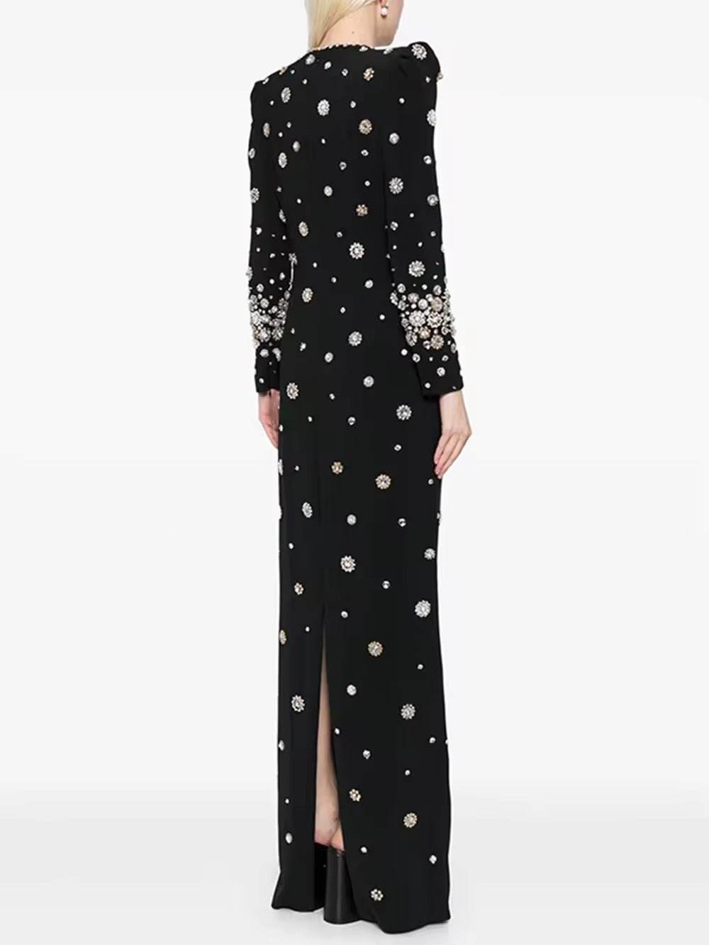 Diamond Bead Slim Formal Maxi Dress - REBECATHELABEL