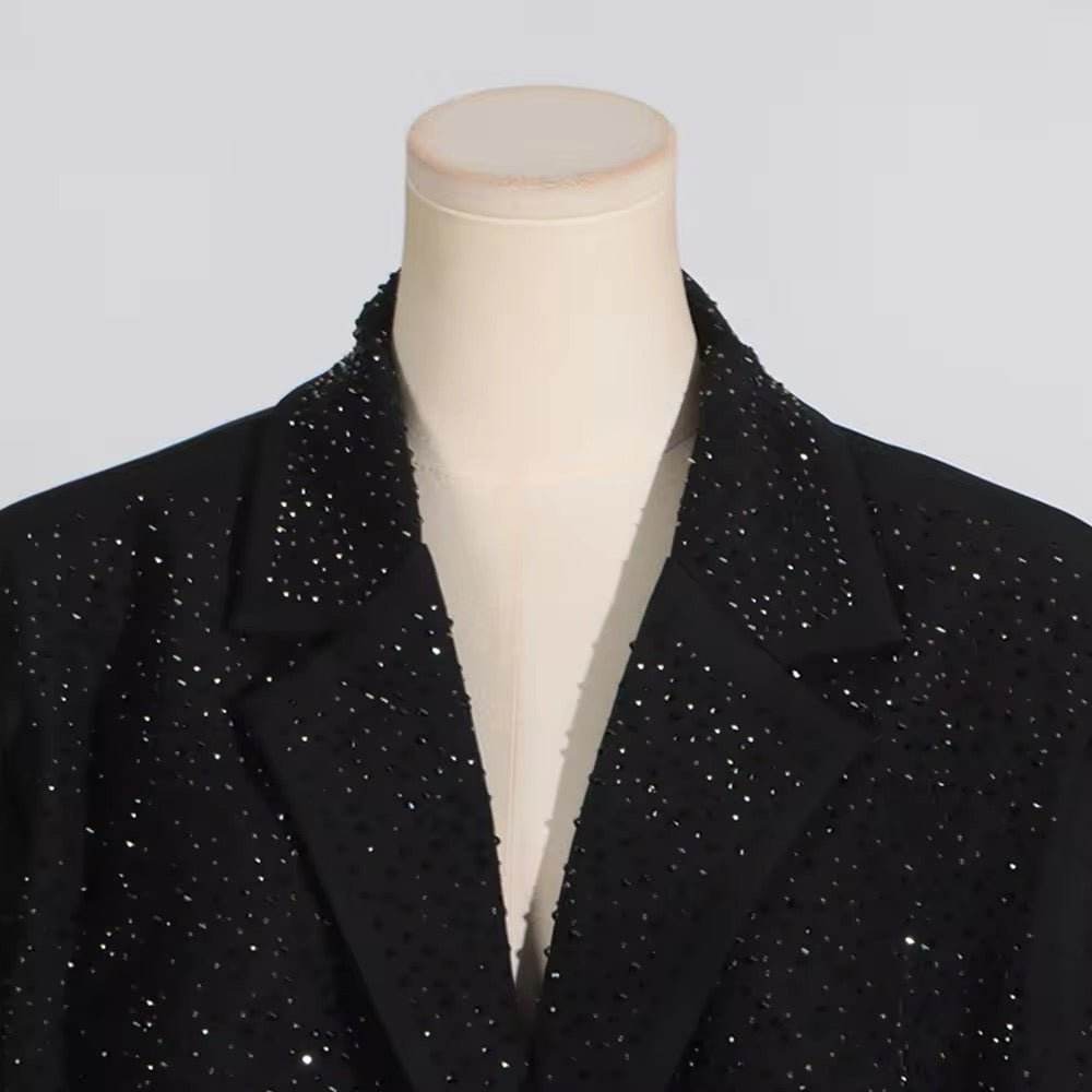 Diamond Blazer Black Single Button Loose - REBECATHELABEL