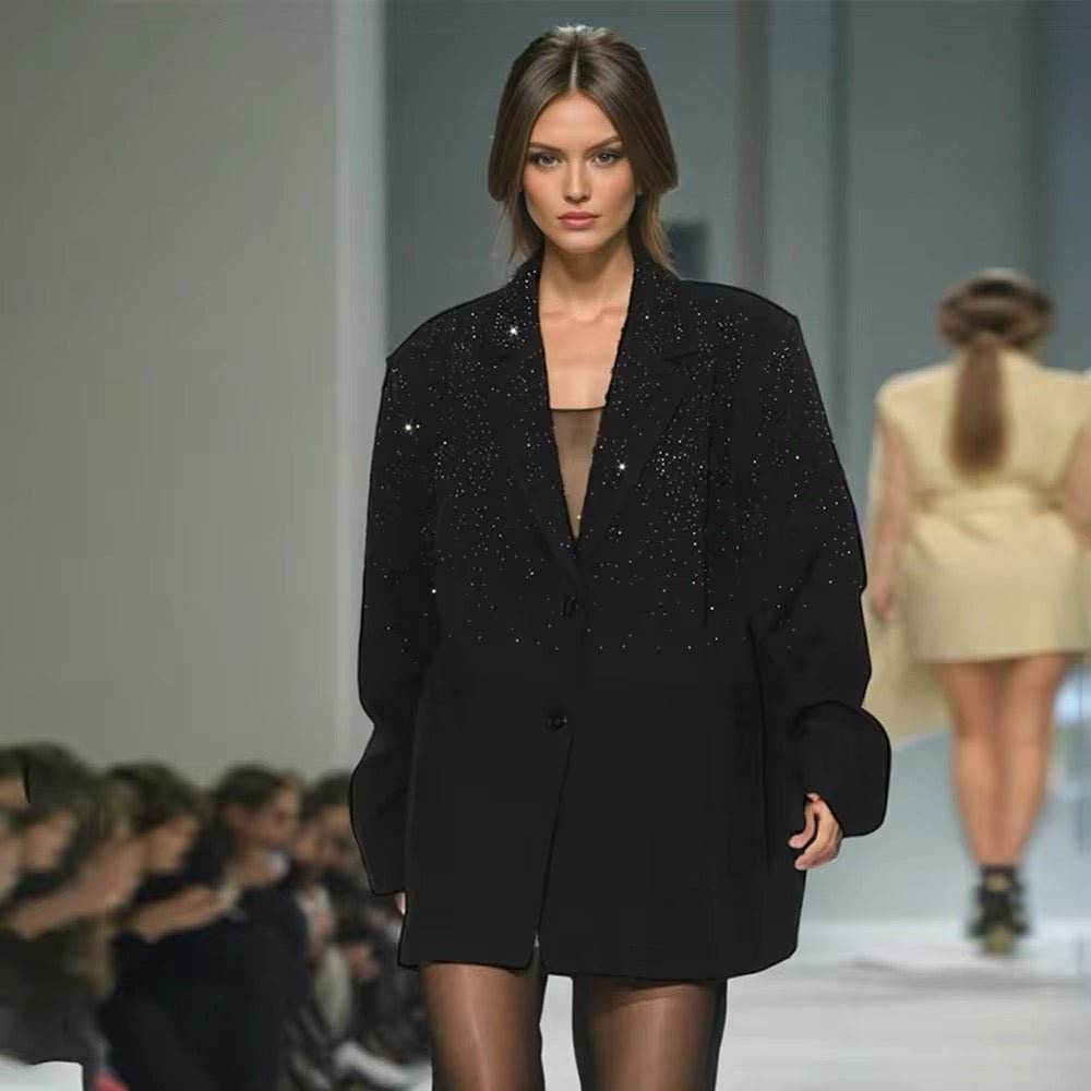 Diamond Blazer Black Single Button Loose - REBECATHELABEL