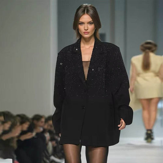 Diamond Blazer Black Single Button Loose - REBECATHELABEL