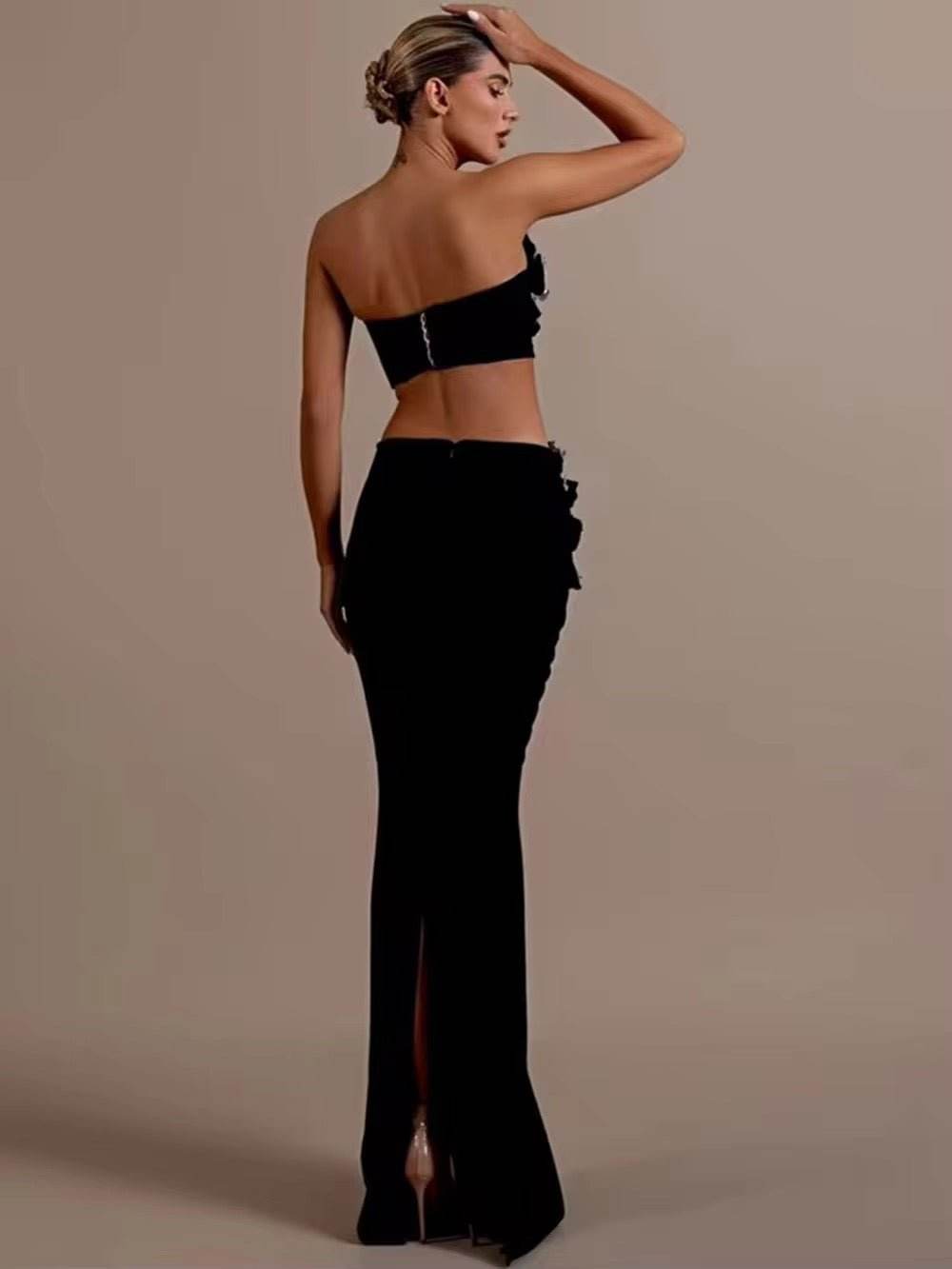 Diamond Crop Top & Long Skirt Two-Piece - REBECATHELABEL