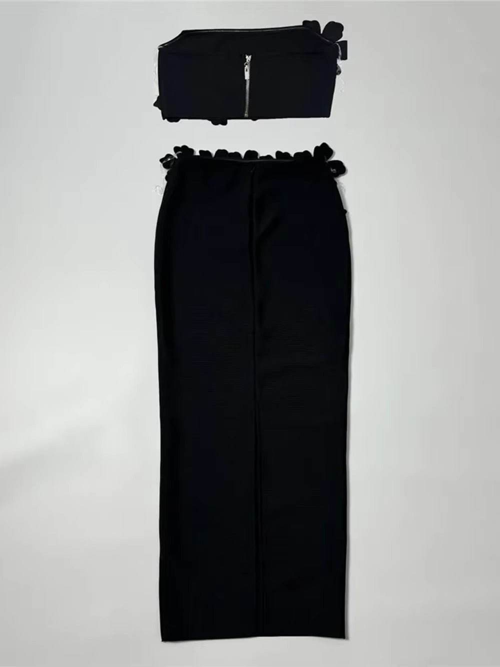 Diamond Crop Top & Long Skirt Two-Piece - REBECATHELABEL