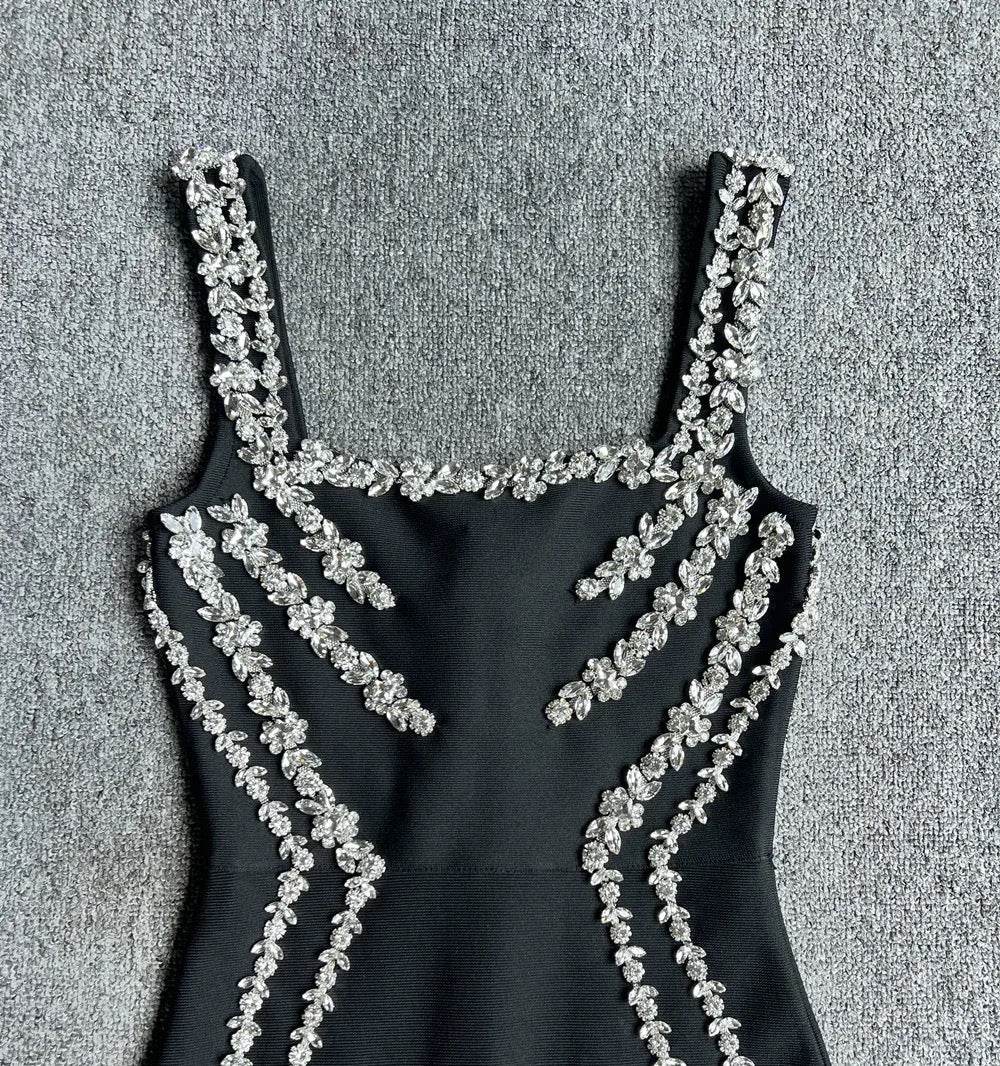 Diamond Evening Dress Red Carpet Sleeveless Tight Bandage dress - REBECATHELABEL