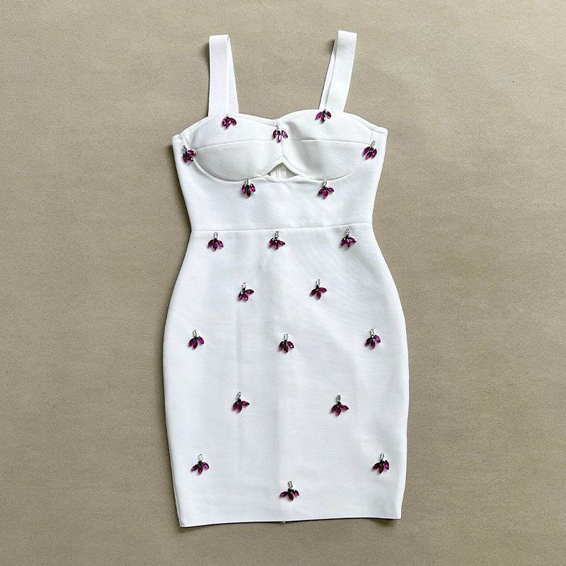 Diamond Hollow out Spaghetti Strap Backless dress - REBECATHELABEL