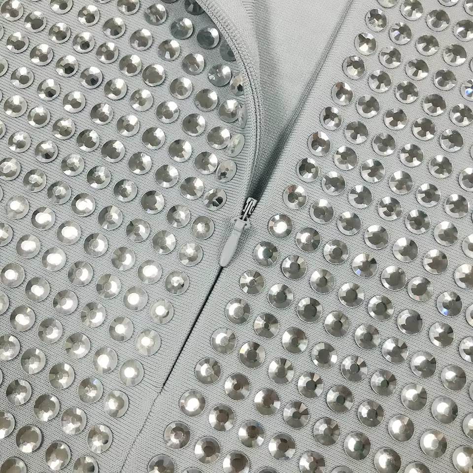 Diamond Italian Noodle Strap Tight Mini Bandage Dress - REBECATHELABEL