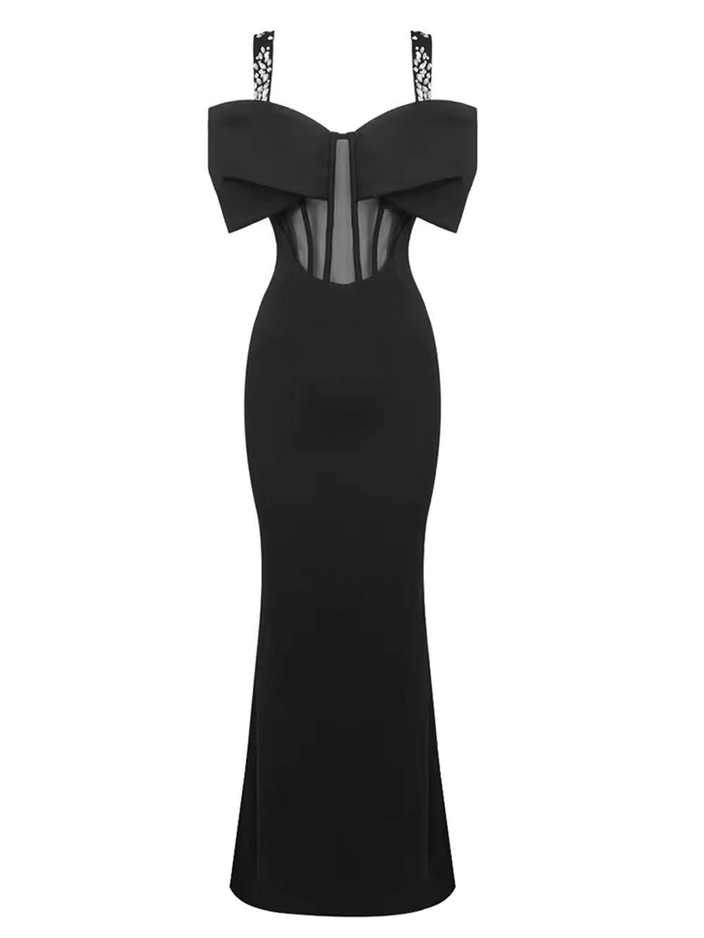 Diamond Mesh Patchwork Spaghetti Strap dress - REBECATHELABEL