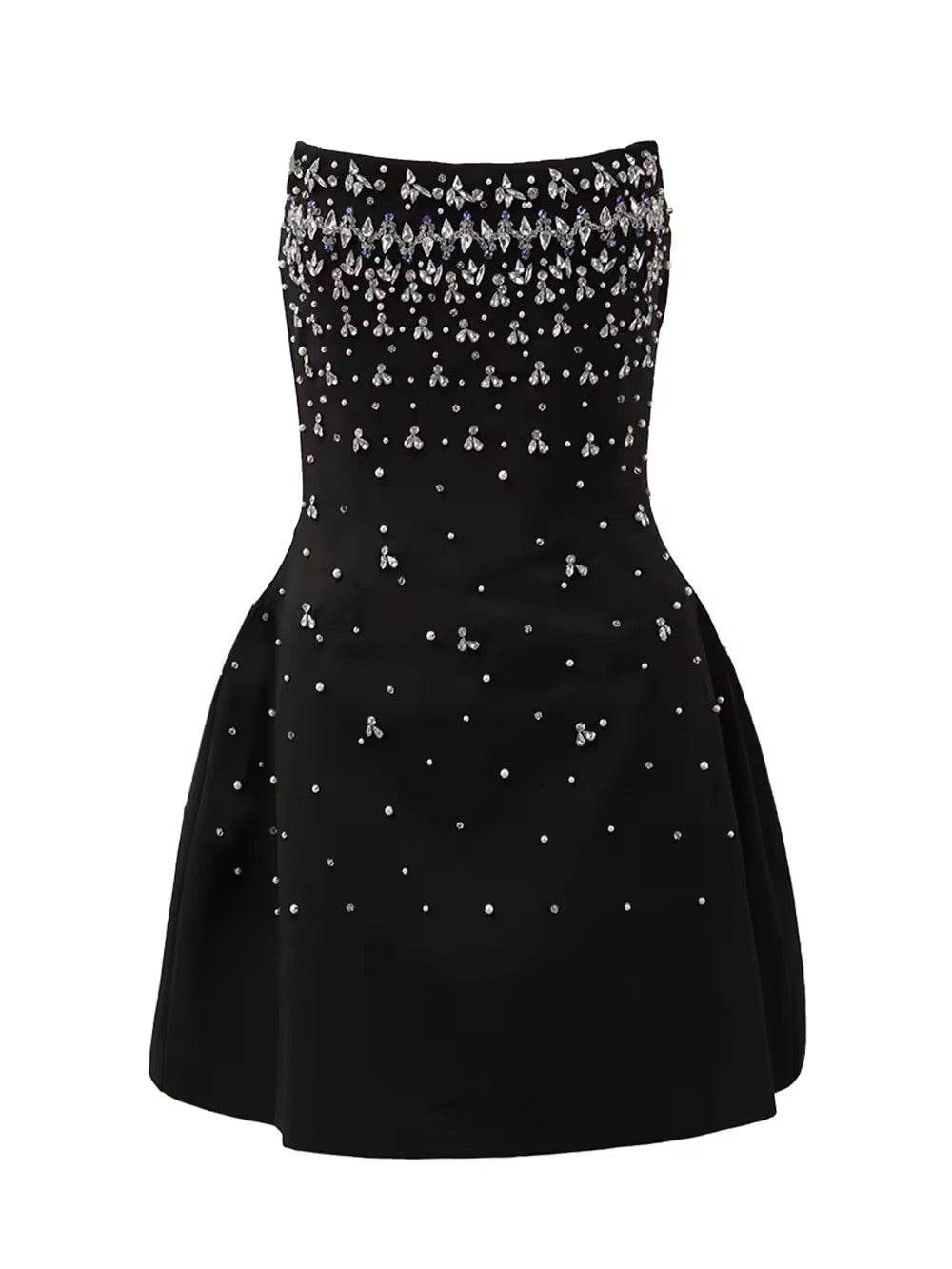 Diamond Strapless High Waisted A-line Party Dress - REBECATHELABEL