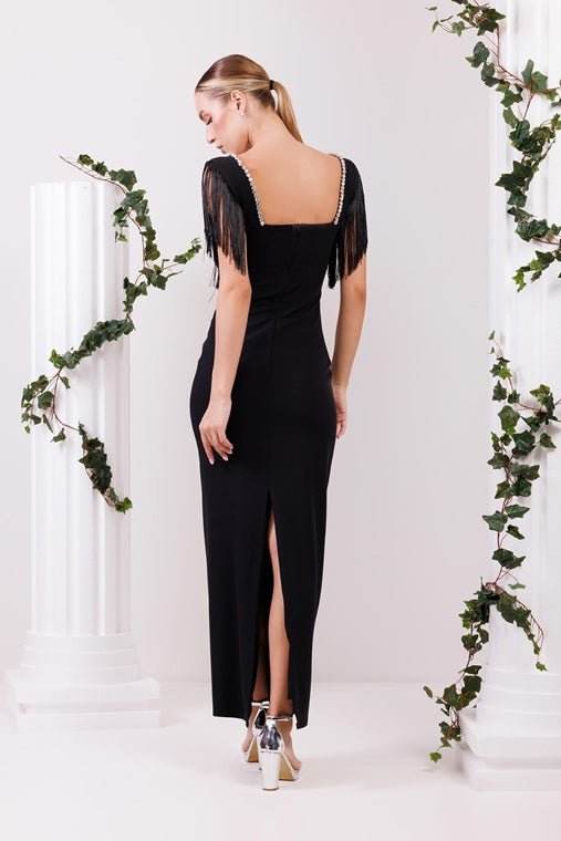 Diamond Tassels Bodycon Backless Design Sleeveless Sexy Maxi Bandage Dress - REBECATHELABEL