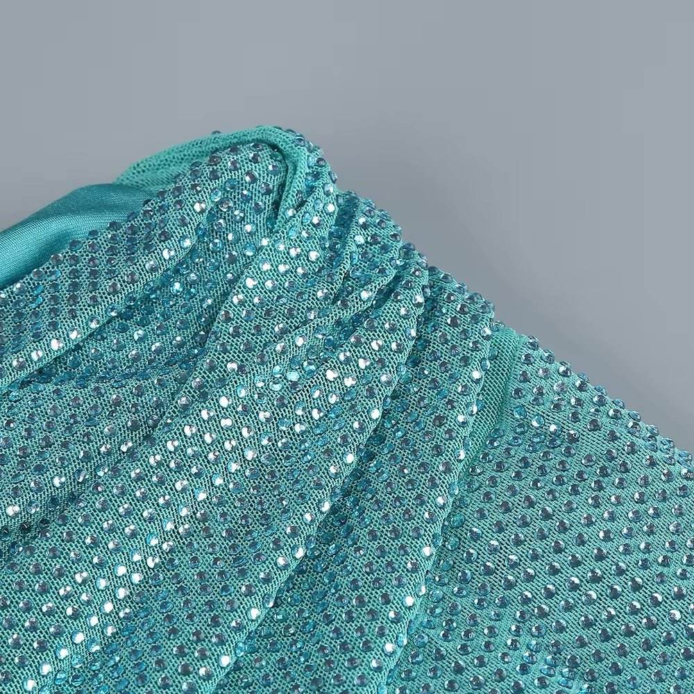 Diamonds Lace-up Tops 2 Pieces Bodycon Floor-length set - REBECATHELABEL