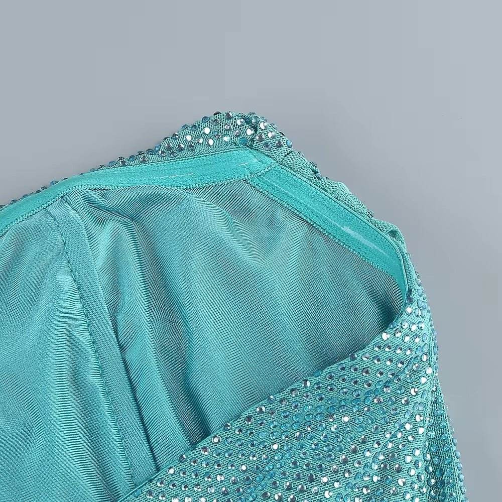 Diamonds Lace-up Tops 2 Pieces Bodycon Floor-length set - REBECATHELABEL