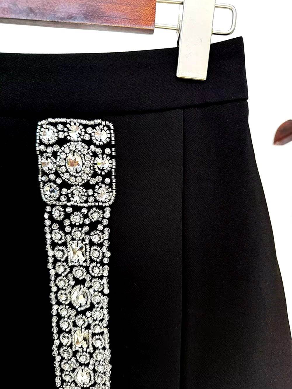 Diamonds Zip Back Cropped Tops Short Skirt Set - REBECATHELABEL