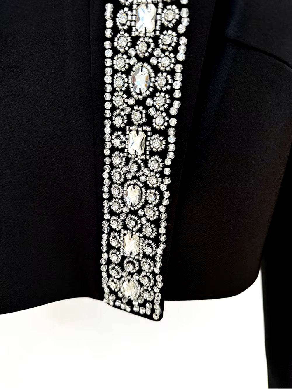 Diamonds Zip Back Cropped Tops Short Skirt Set - REBECATHELABEL