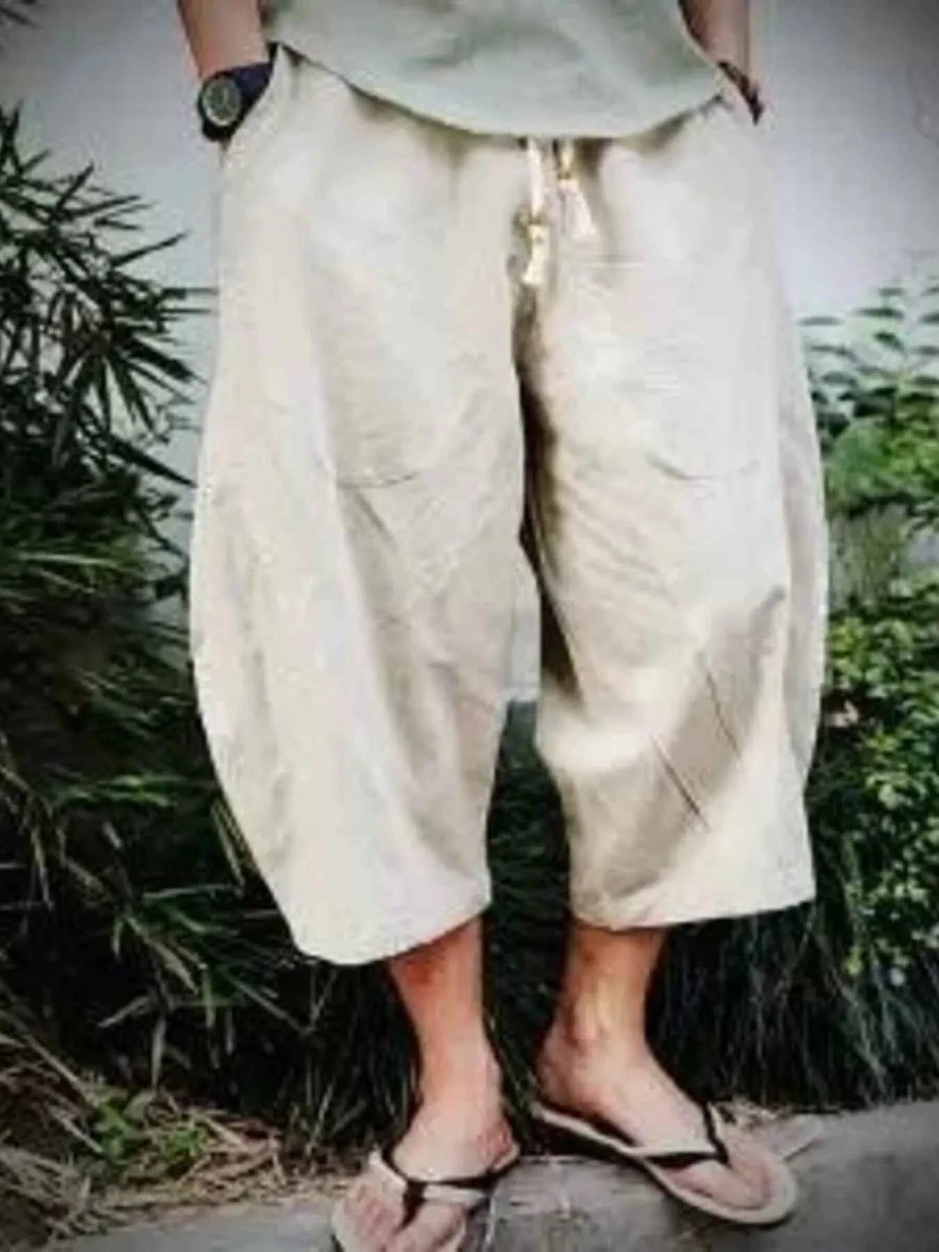 Men's Plus Size Loose Fit Cropped Pants