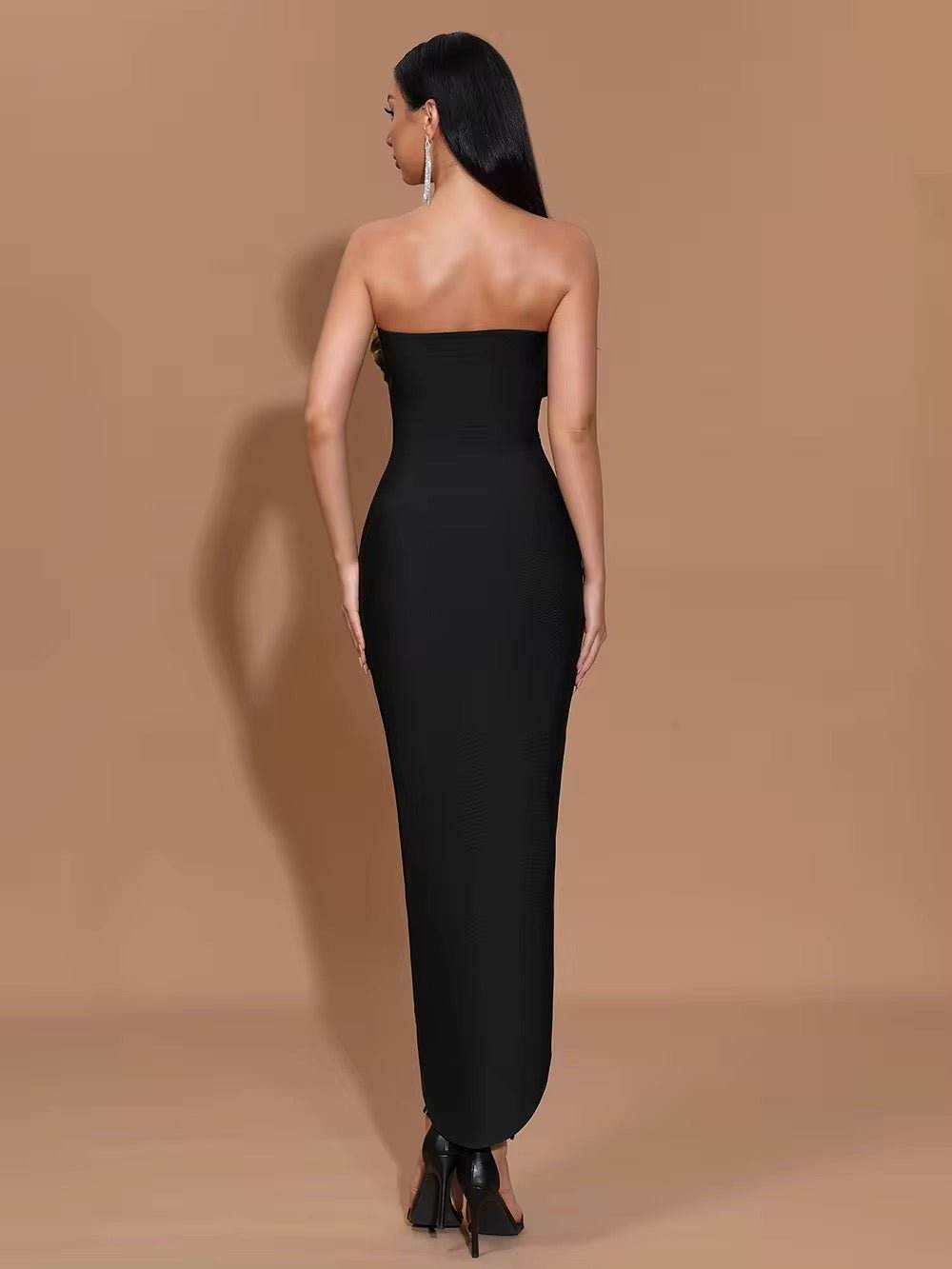 Elegant Strapless Flower Bandage Dress - REBECATHELABEL