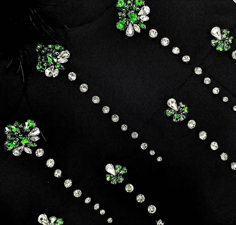 Evening Feather Crystal Bandage Maxi Dress - REBECATHELABEL