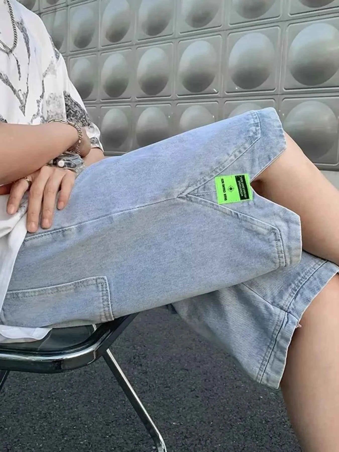 Men's Full Size Casual Loose Fit Denim Shorts with Drawstring Plus Size