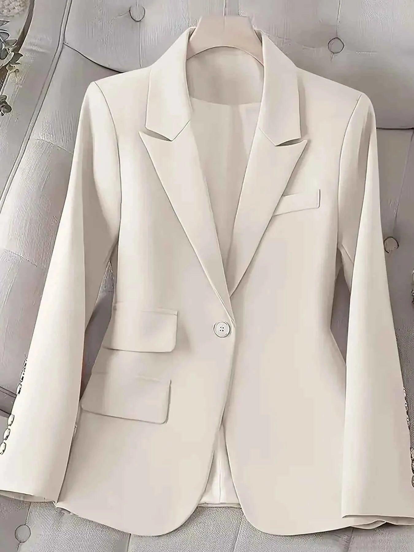 Single-Button Long Sleeve Blazer