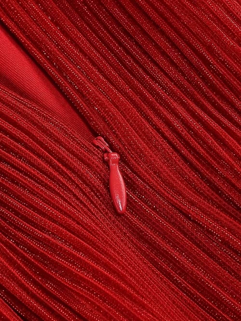 Halter Chain Pleated High Split Long Dress - REBECATHELABEL