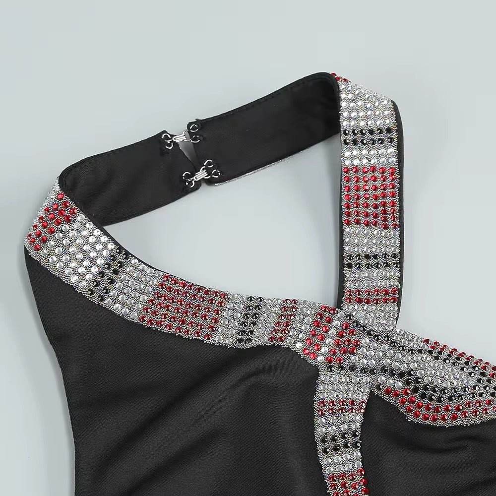 Halter Diamond Serpentine Long Dress - REBECATHELABEL