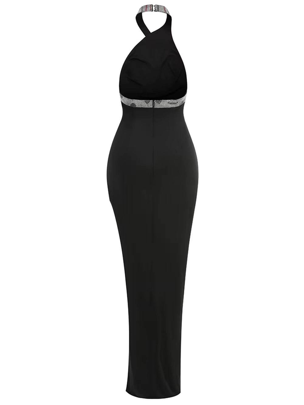 Halter Diamond Serpentine Long Dress - REBECATHELABEL