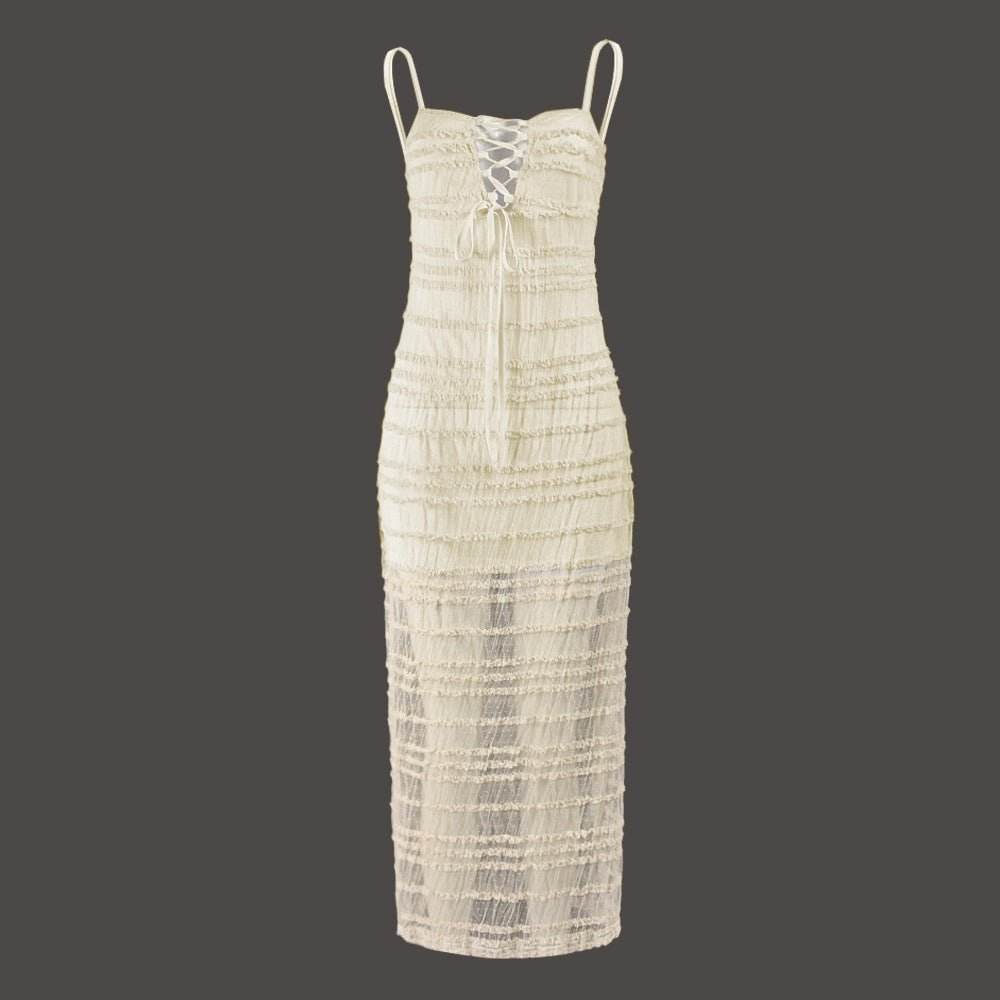 Hollow Out Cutout Out Camisole See Through Double Layer Dress - REBECATHELABEL