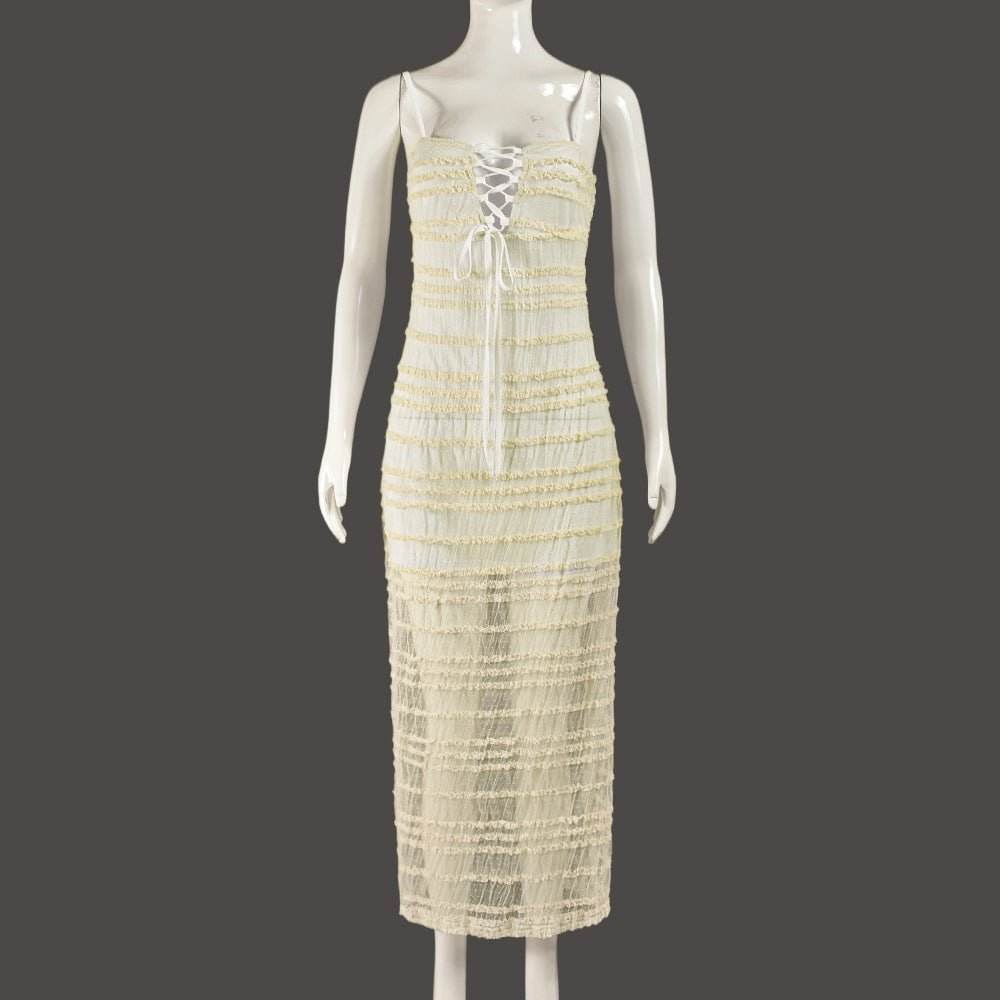 Hollow Out Cutout Out Camisole See Through Double Layer Dress - REBECATHELABEL