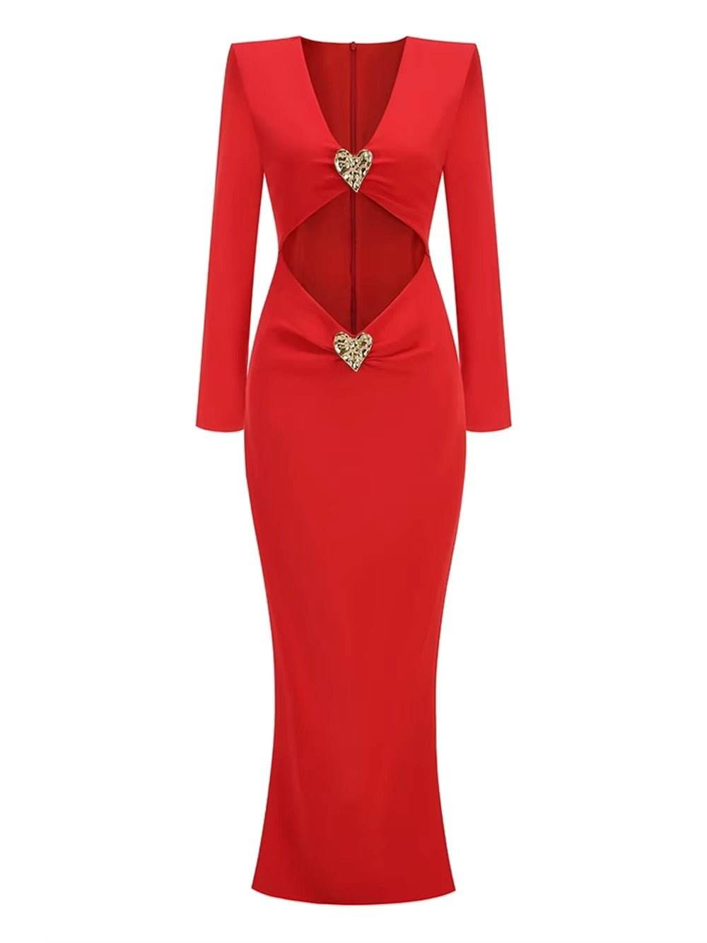 Hollow Out Metal Heart Maxi Dress - REBECATHELABEL