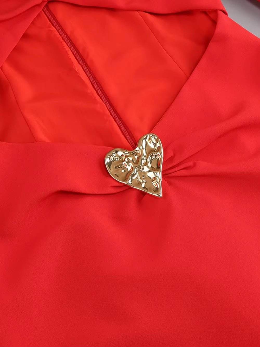 Hollow Out Metal Heart Maxi Dress - REBECATHELABEL