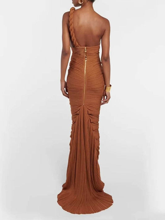 Hollow Out Twisted Pleat Weaving Two Piece Set - REBECATHELABEL