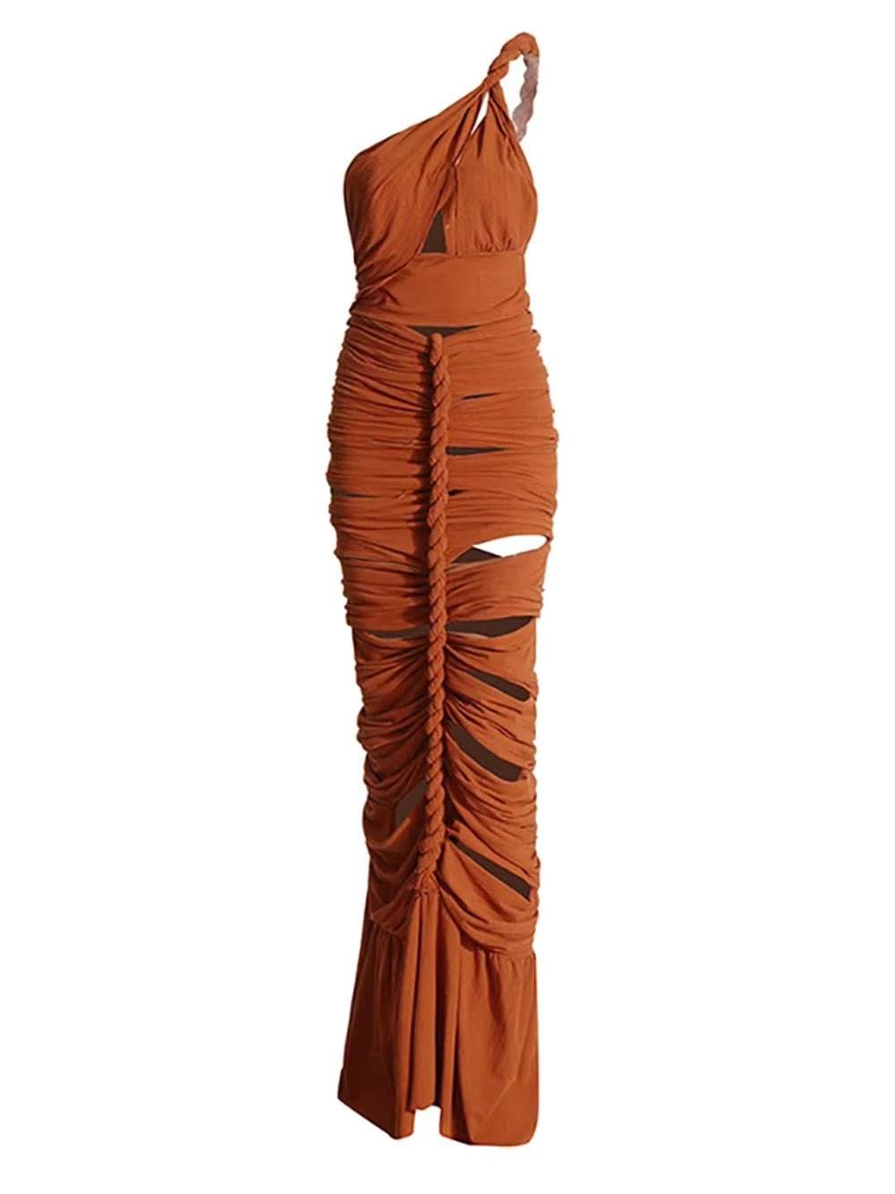 Hollow Out Twisted Pleat Weaving Two Piece Set - REBECATHELABEL