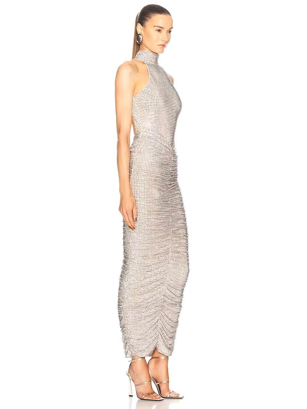 Hot Diamond Mesh Tight Maxi Dress - REBECATHELABEL
