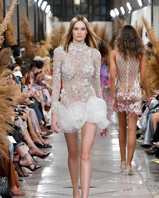 Kimmy flower pearl mini dress - REBECATHELABEL