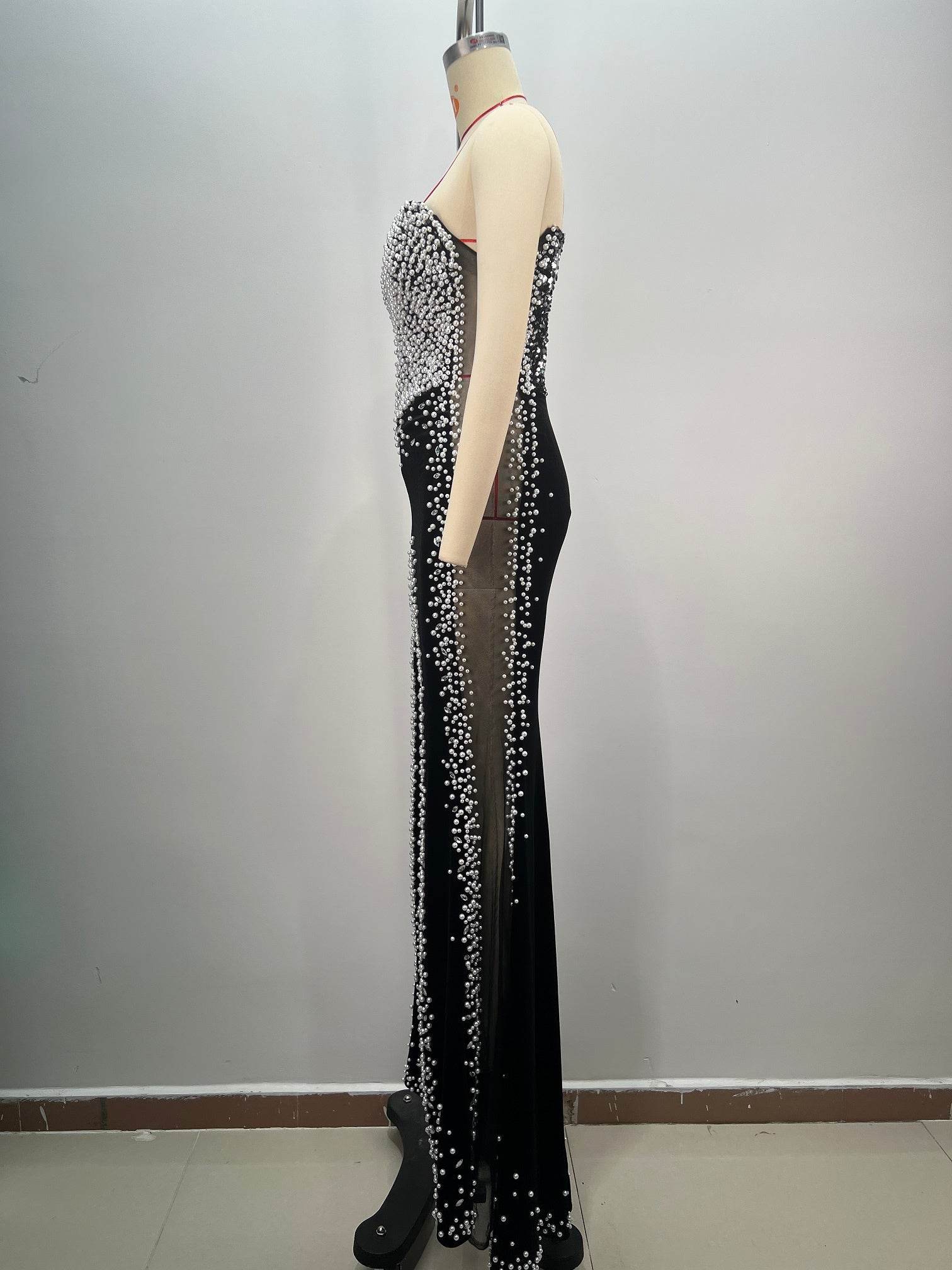 Lala pearl velvet dress - REBECATHELABEL