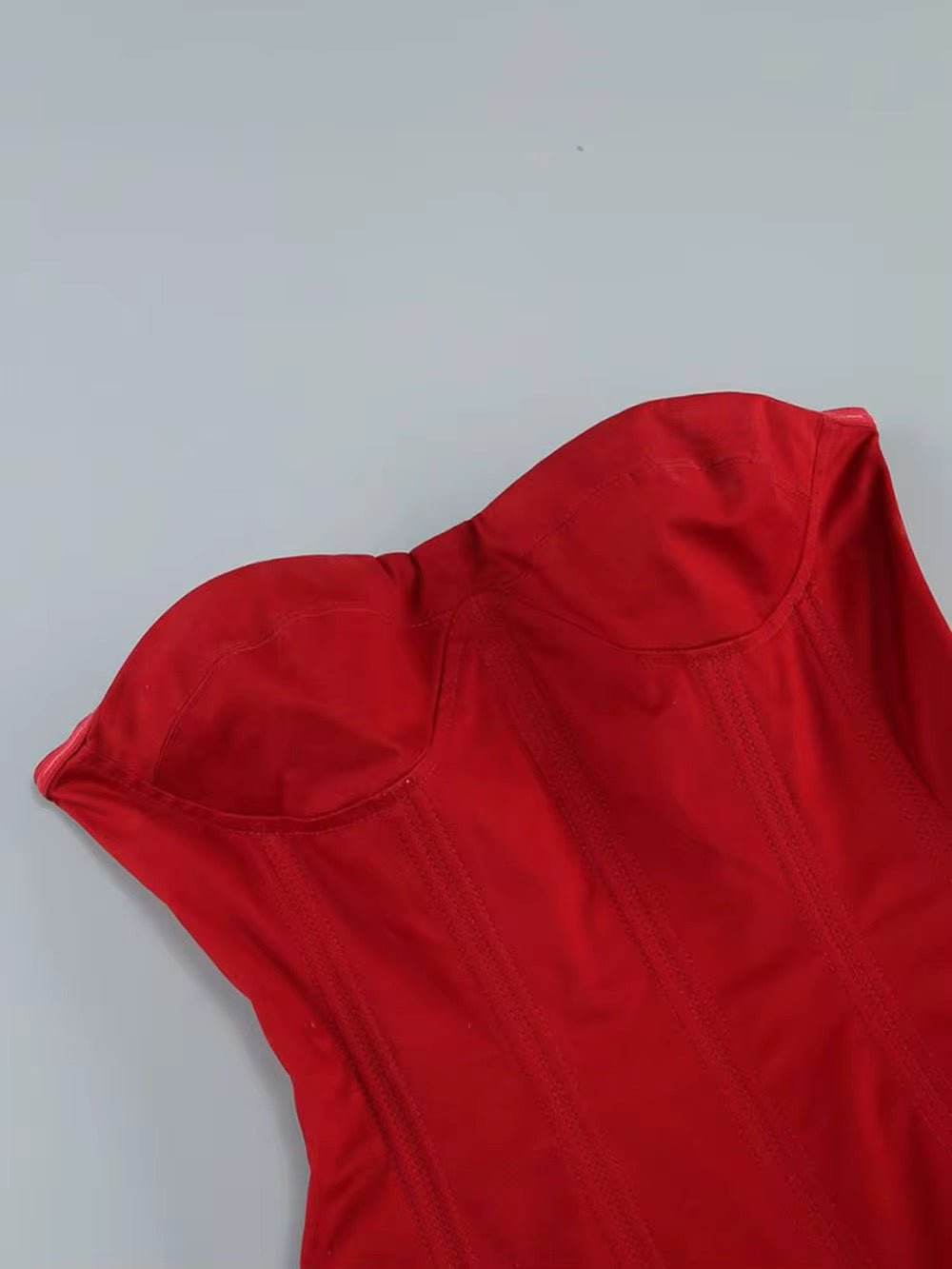 Layered Ruffle Edge Lace Up Tight Mini Dress - REBECATHELABEL