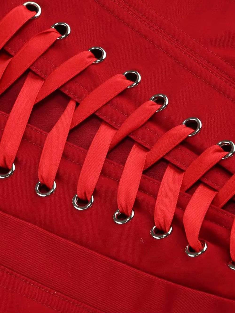 Layered Ruffle Edge Lace Up Tight Mini Dress - REBECATHELABEL