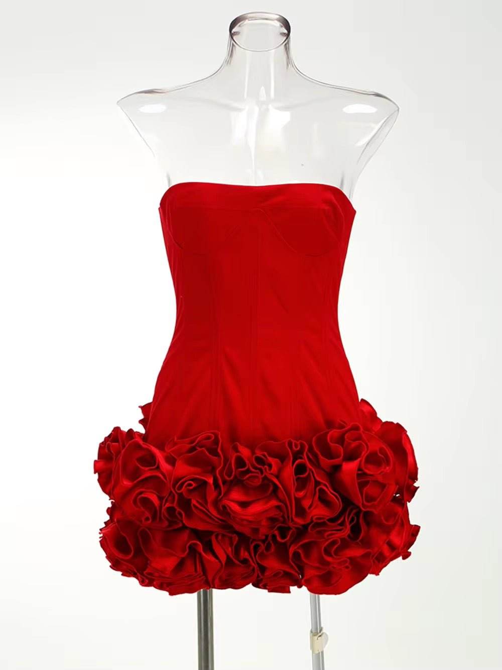 Layered Ruffle Edge Lace Up Tight Mini Dress - REBECATHELABEL