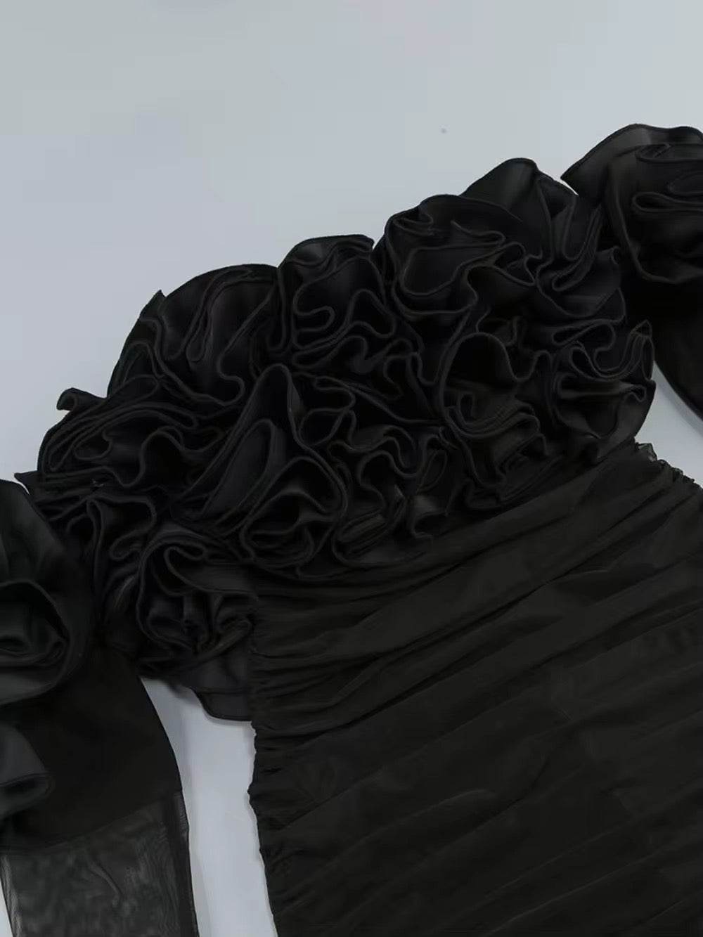 Layered Ruffle Edge Sexy Off Shoulder Mini Dress - REBECATHELABEL