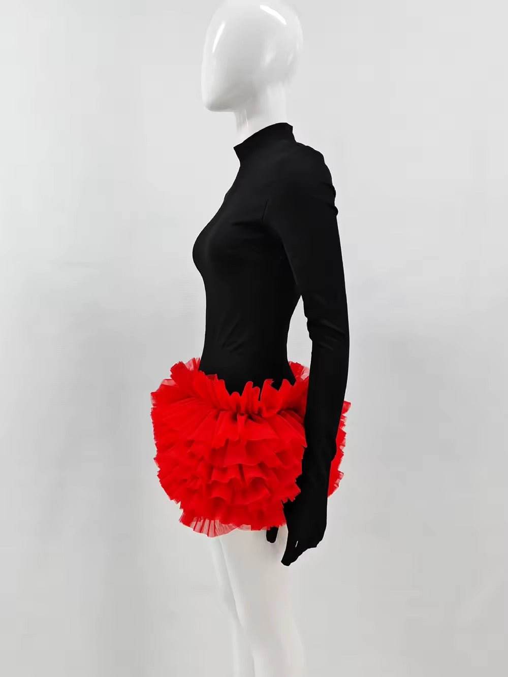 Layered Ruffle Edge Splicing Bodycon dress - REBECATHELABEL