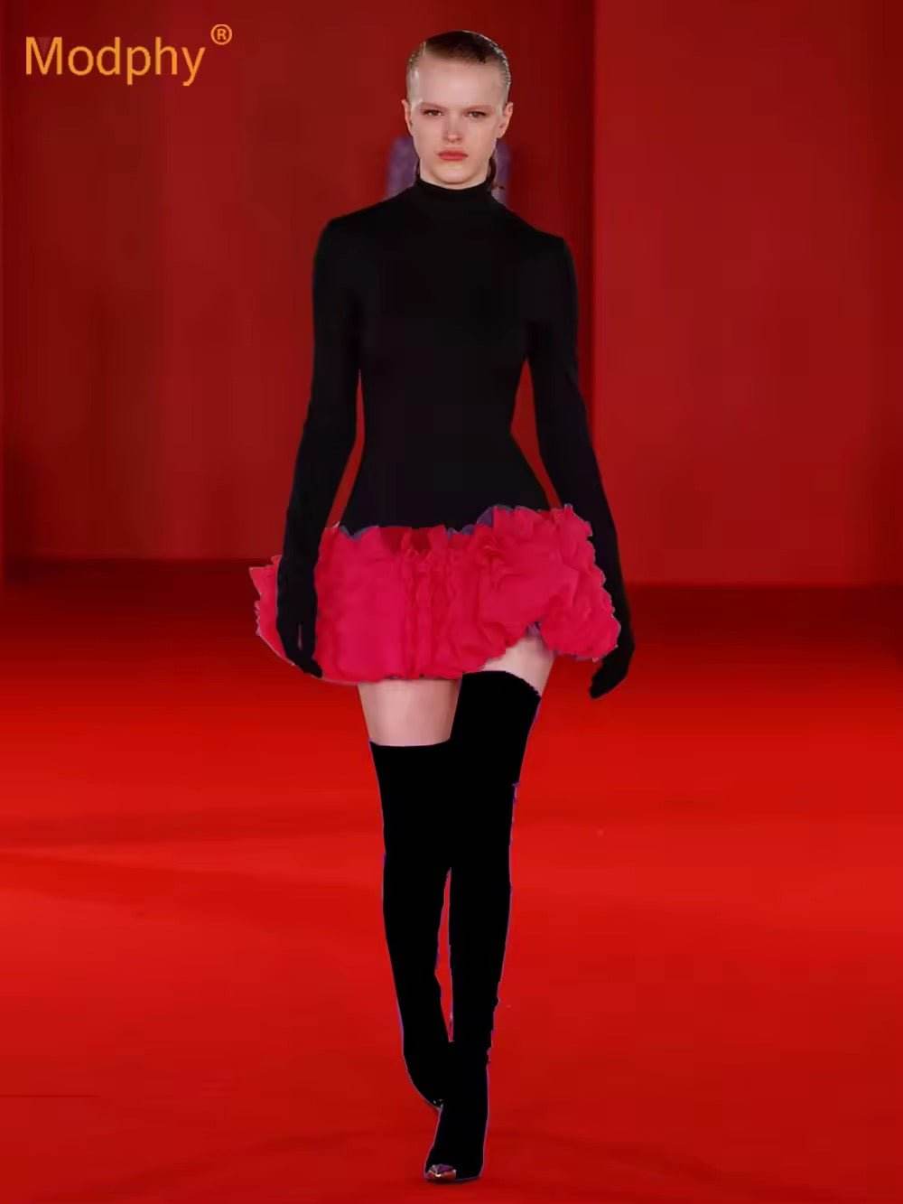 Layered Ruffle Edge Splicing Bodycon dress - REBECATHELABEL