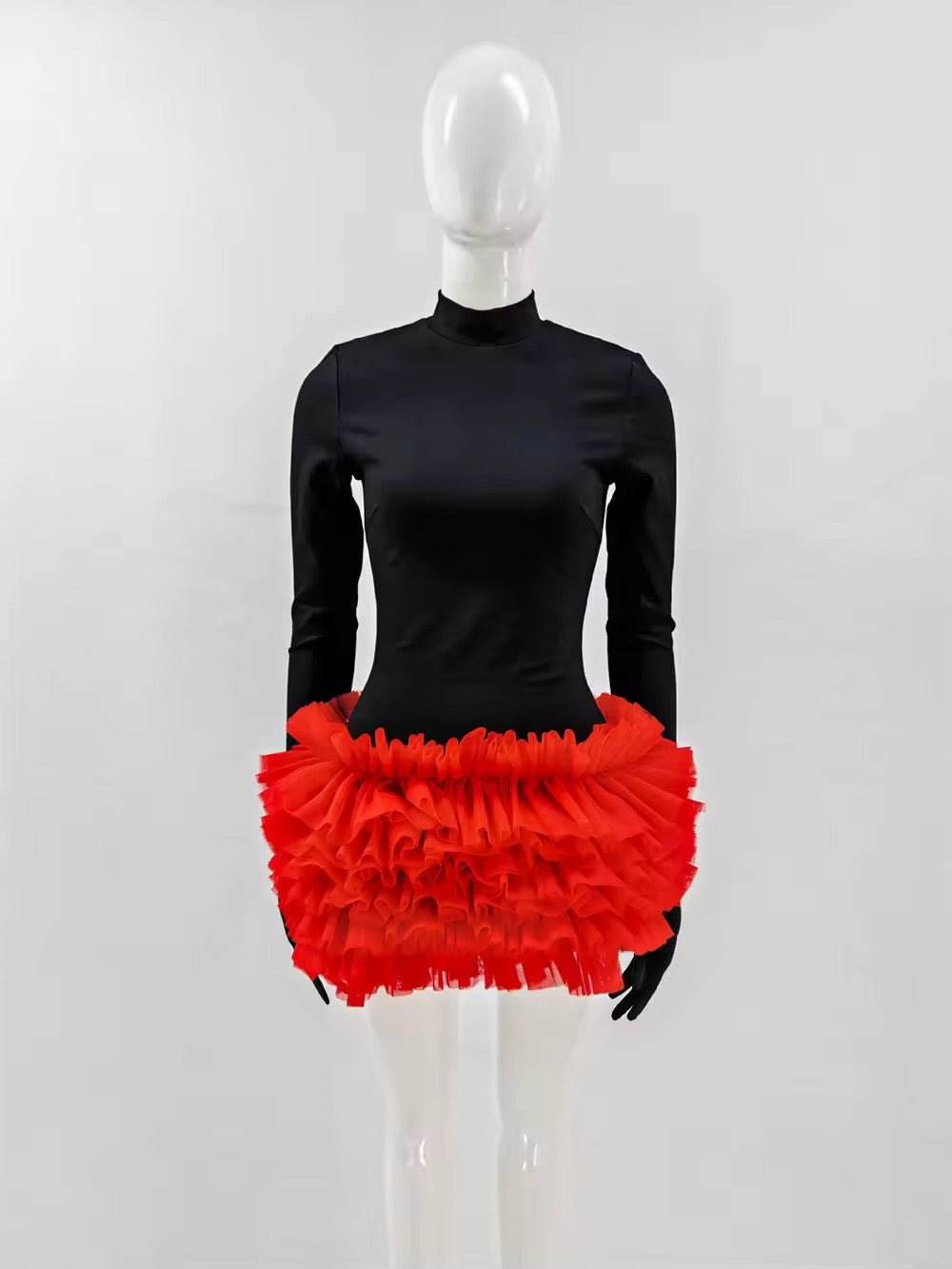 Layered Ruffle Edge Splicing Bodycon dress - REBECATHELABEL