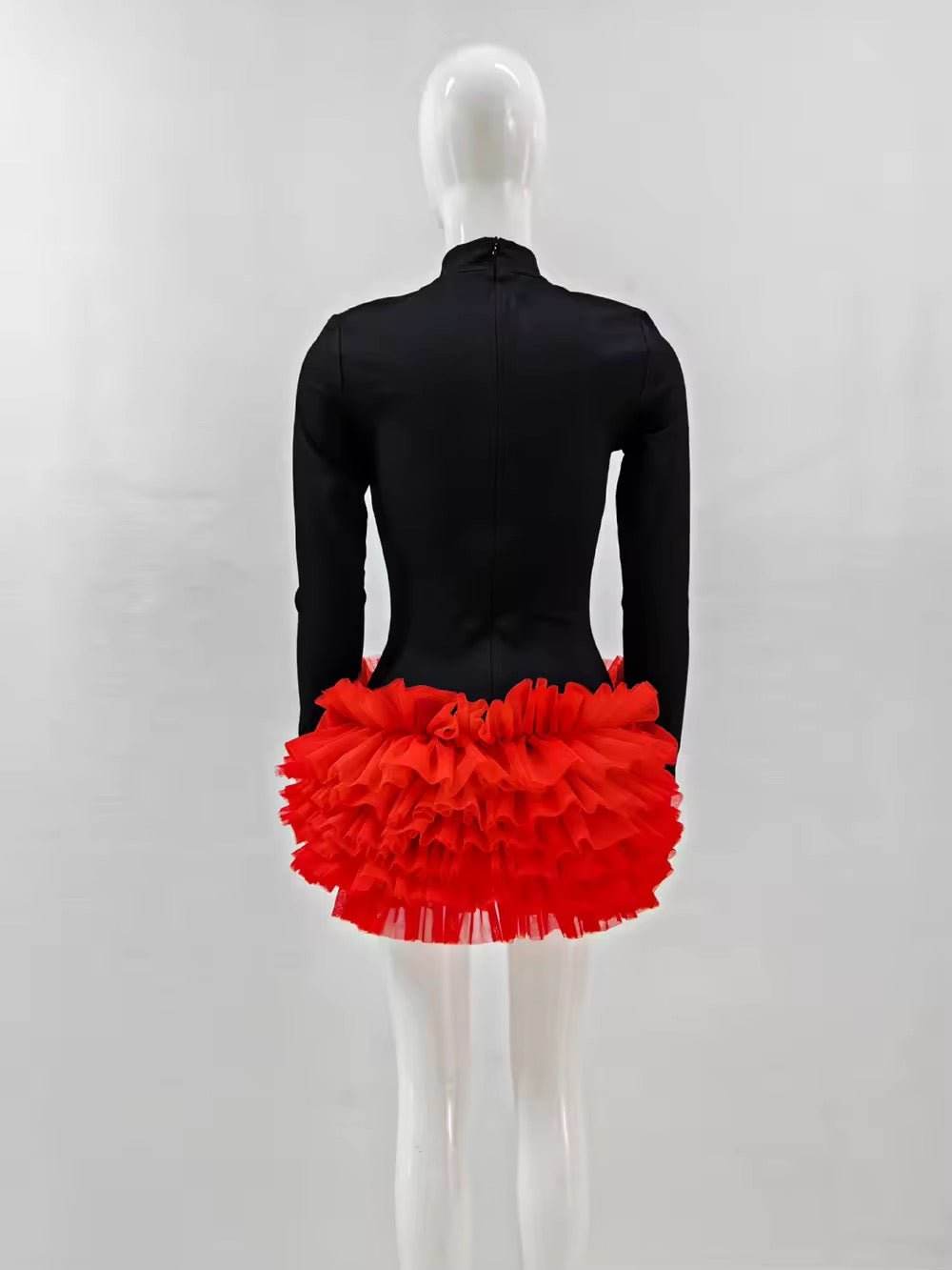 Layered Ruffle Edge Splicing Bodycon dress - REBECATHELABEL