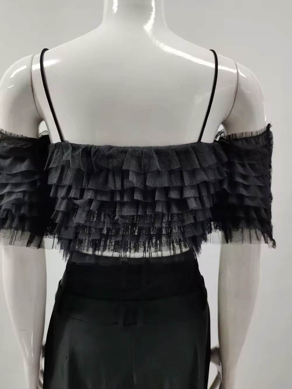 layered ruffle edges Crop Top and Pants set - REBECATHELABEL