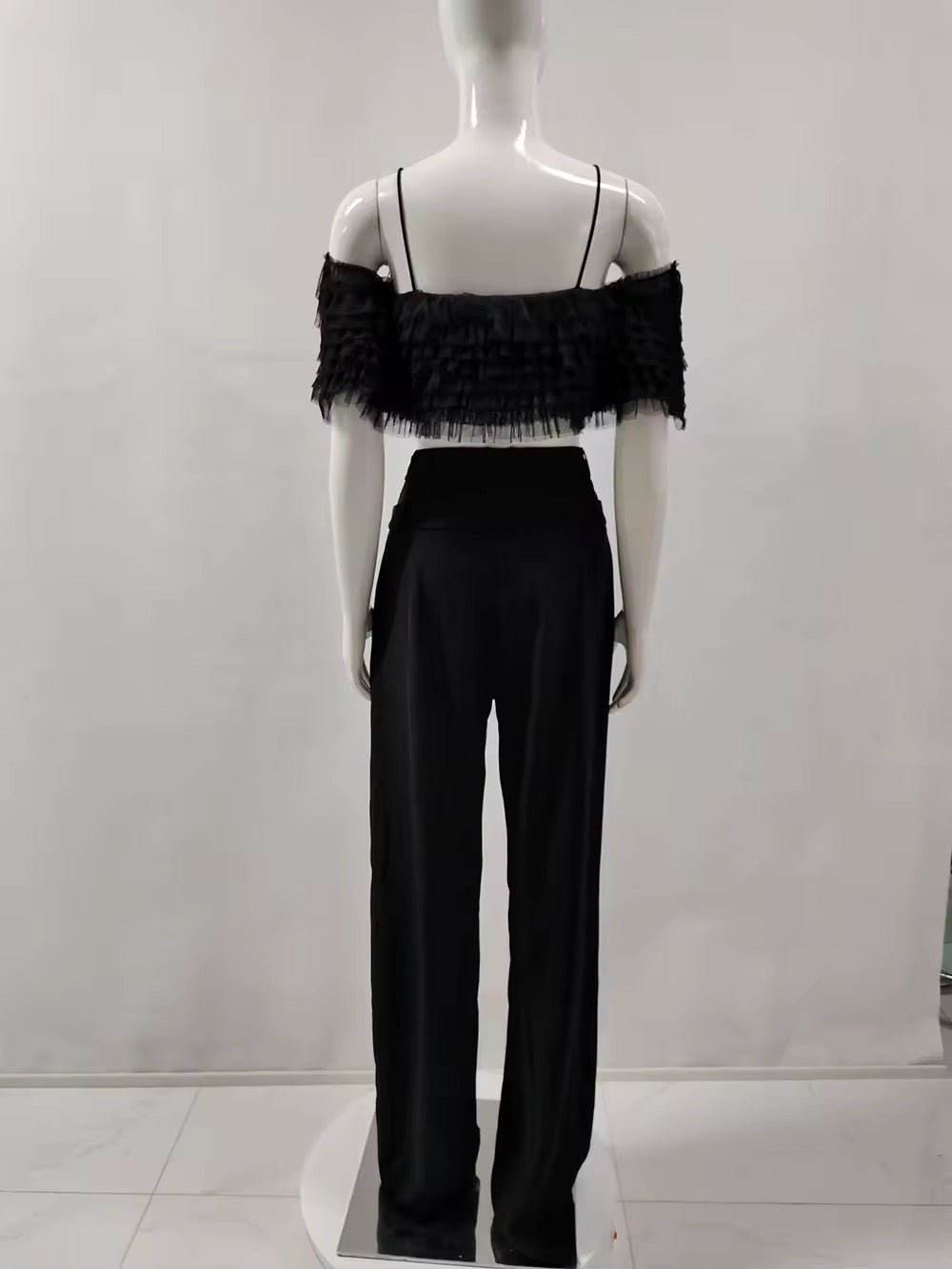 layered ruffle edges Crop Top and Pants set - REBECATHELABEL