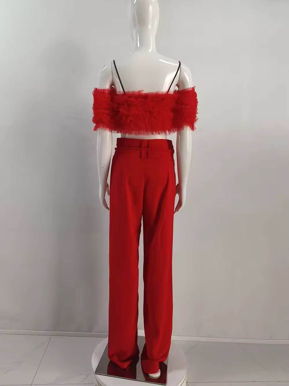 layered ruffle edges Crop Top and Pants set - REBECATHELABEL