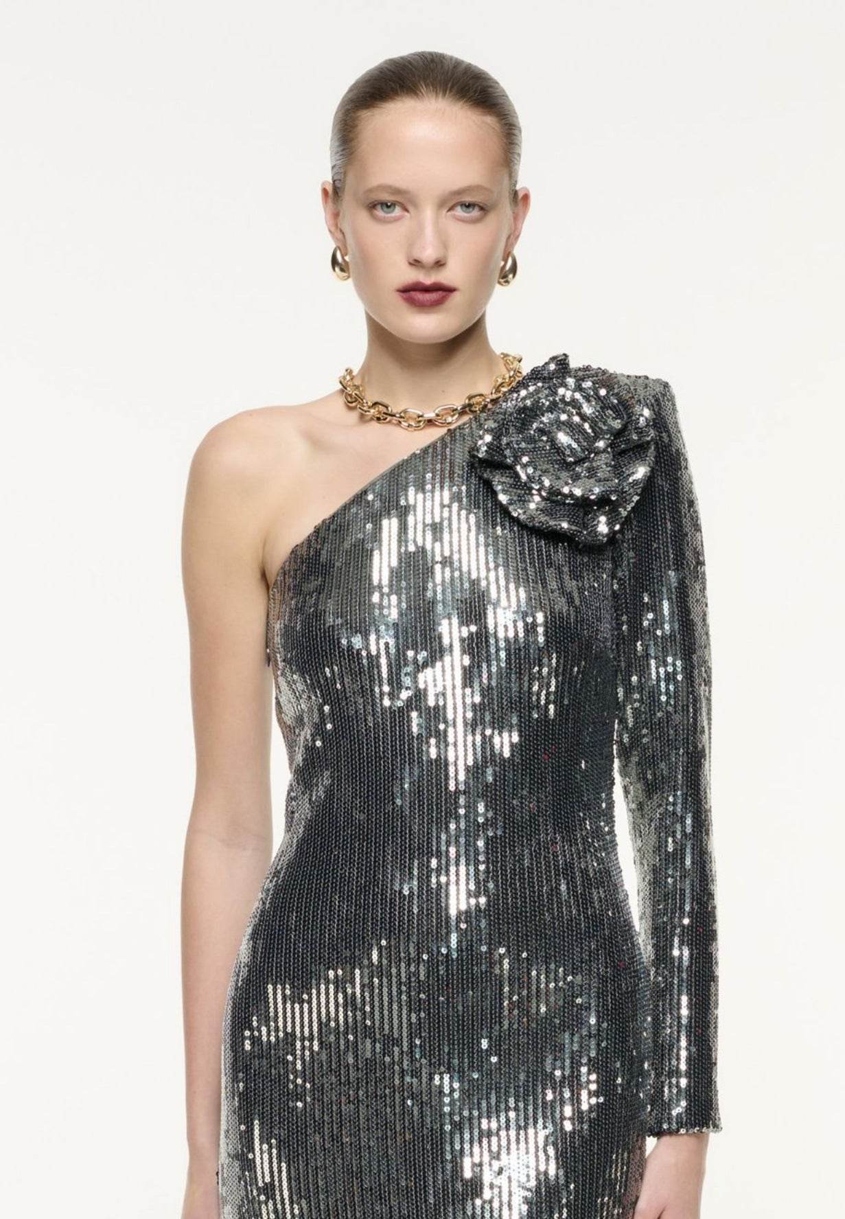 Lisa silver midi dress - REBECATHELABEL